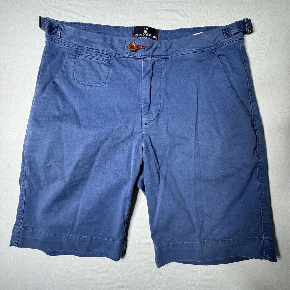 Mens Psycho Bunny Classic Bermuda Shorts Size 31 Blue Adjustable Waist Stretch
